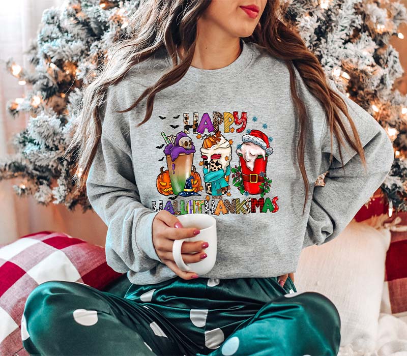 HalloThanksMas Holiday Season Sweatshirt