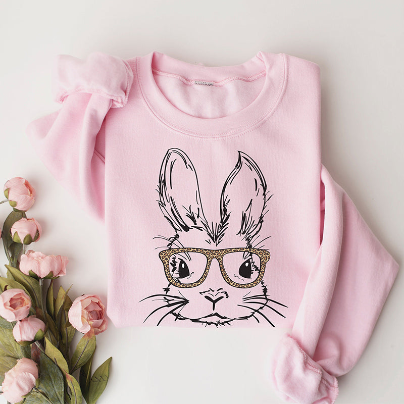 Happy Easter Bunny With Leopard Glasses Sweatshirt